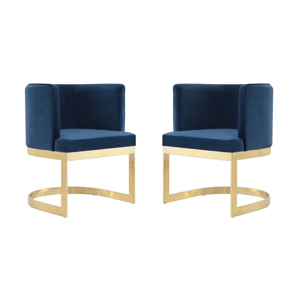 Aura Dining Chair in Royal Blue and Polished Brass (Set of 2). Picture 1