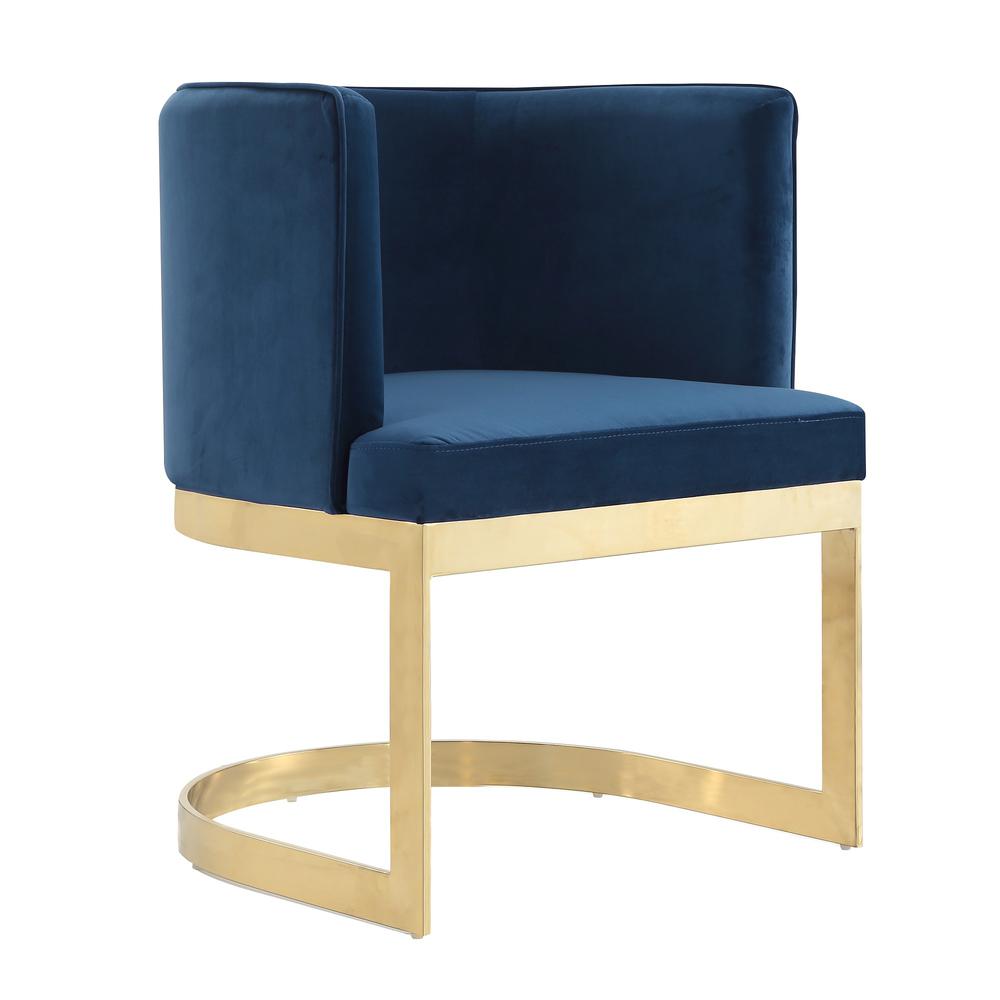Aura Dining Chair in Royal Blue and Polished Brass (Set of 2). Picture 3