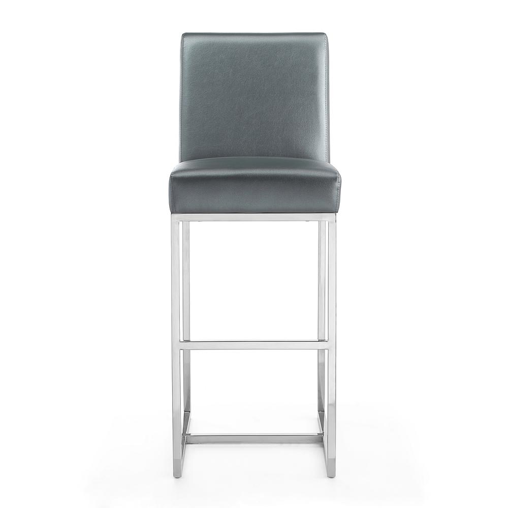 Element 29" Faux Leather Bar Stool in Graphite and Polished Chrome (Set of 3). Picture 4