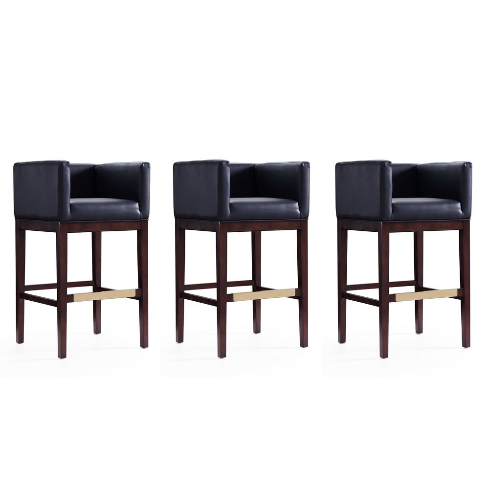 Kingsley Barstool in Black and Dark Walnut (Set of 3). The main picture.