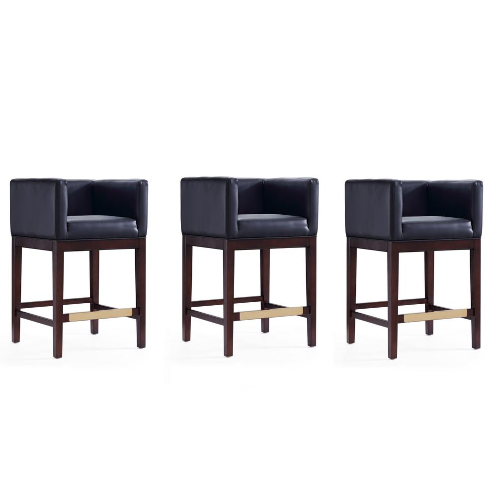 Kingsley Counter Stool in Black and Dark Walnut (Set of 3). Picture 1