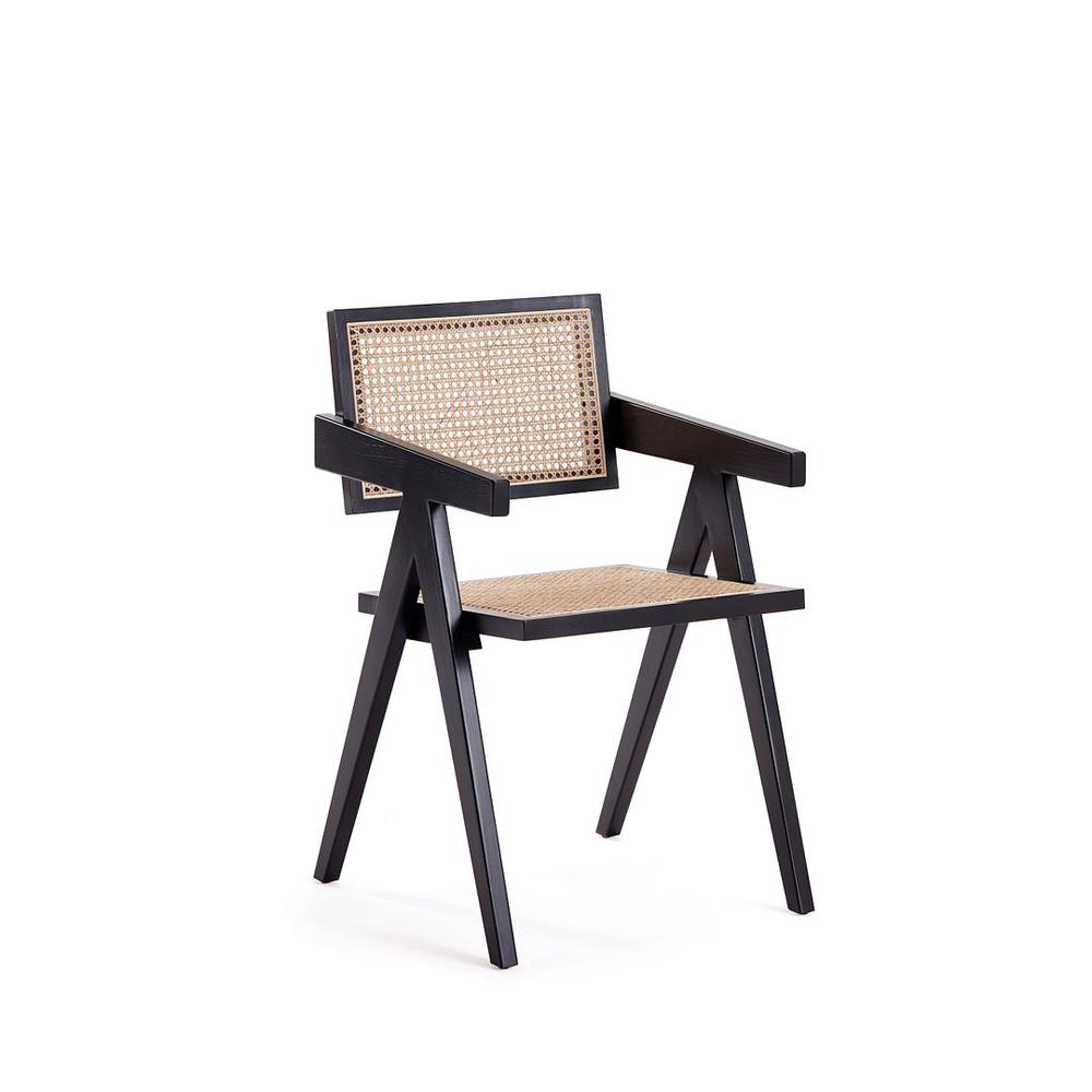 Hamlet Dining Arm Chair in Black and Natural Cane - Set of 2. The main picture.