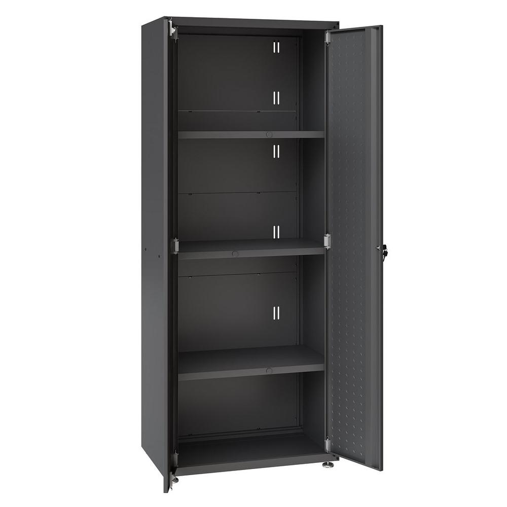 Fortress Textured Metal 75.4" Garage Cabinet with 4 Adjustable Shelves in Charcoal Grey. Picture 5