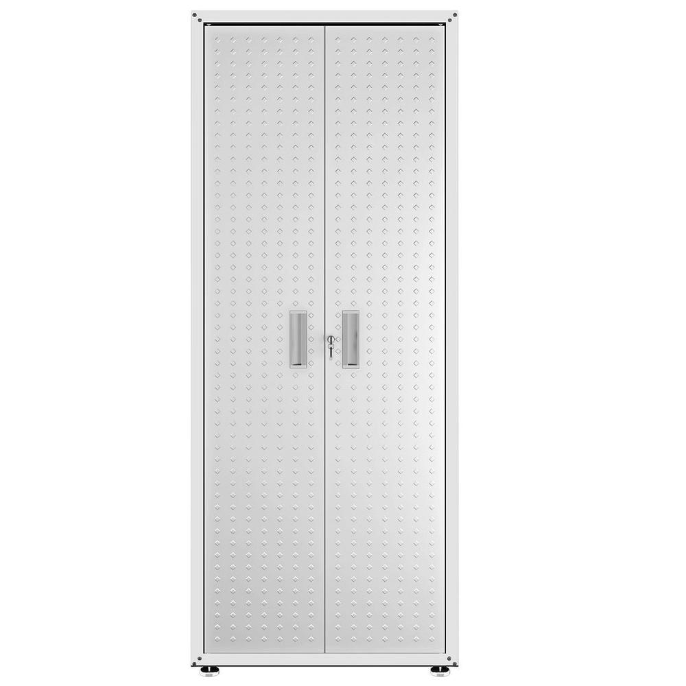 Fortress Textured Metal 75.4" Garage Cabinet with 4 Adjustable Shelves in White. The main picture.
