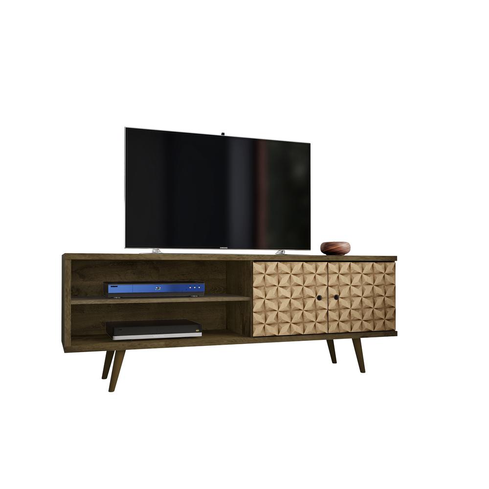 Liberty TV Stand 62.99 in Rustic Brown and 3D Brown Prints. The main picture.