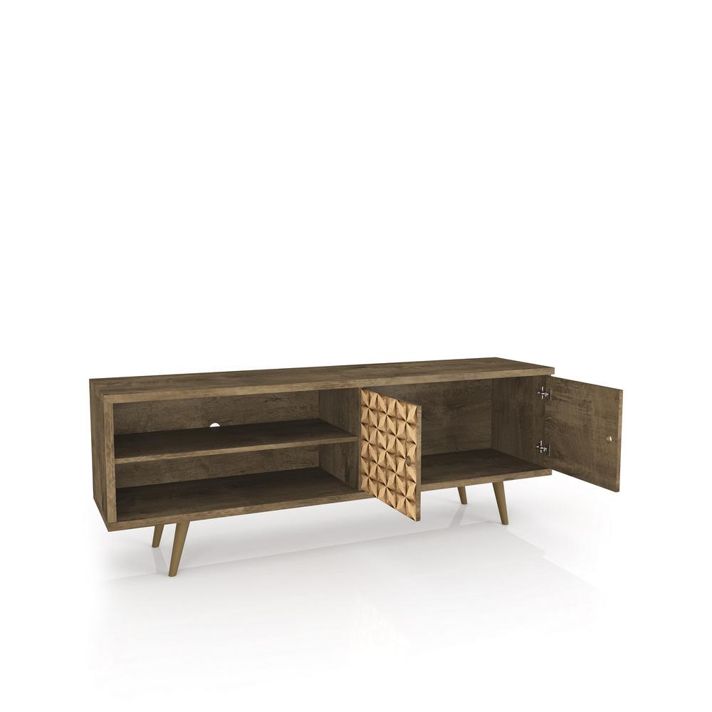Liberty TV Stand 62.99 in Rustic Brown and 3D Brown Prints. Picture 4