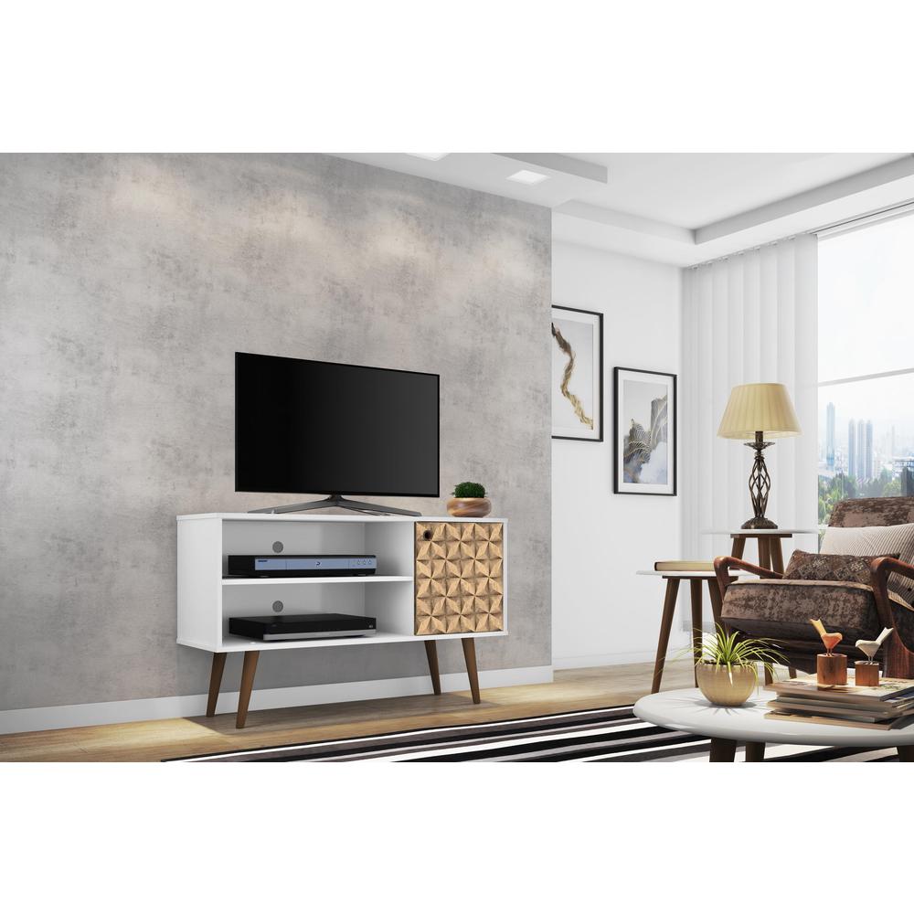 Liberty TV Stand 42.52 in White and 3D. Picture 2