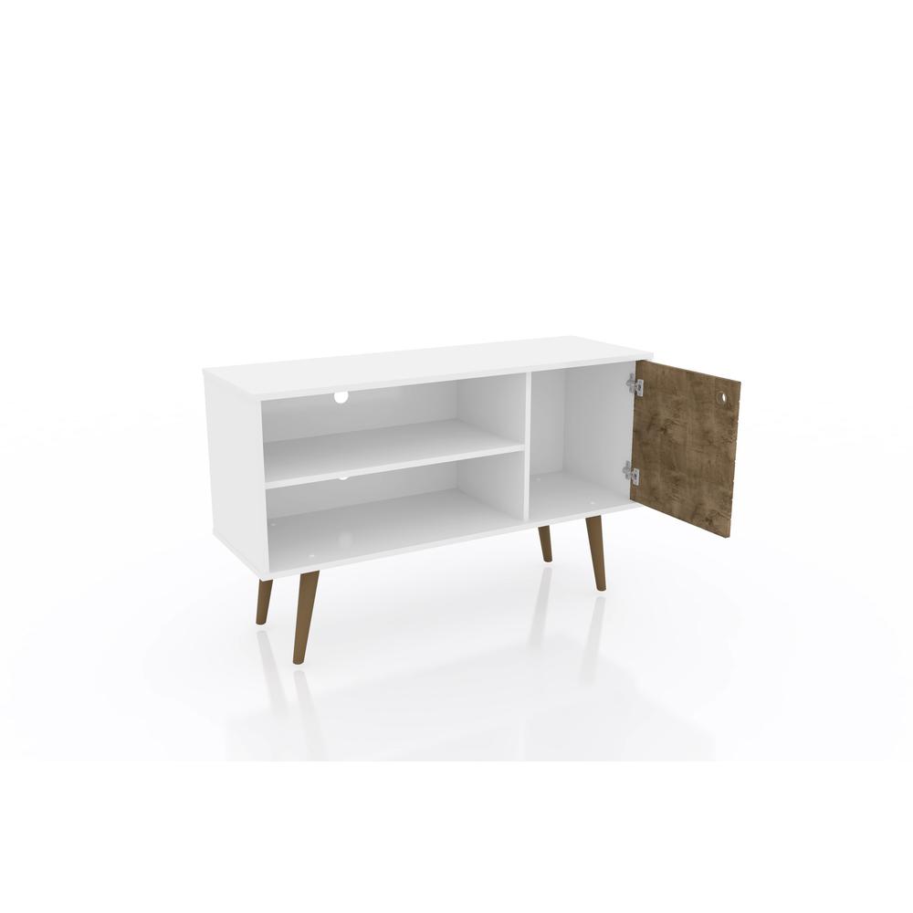 Liberty TV Stand 42.52 in White and Rustic Brown. Picture 4