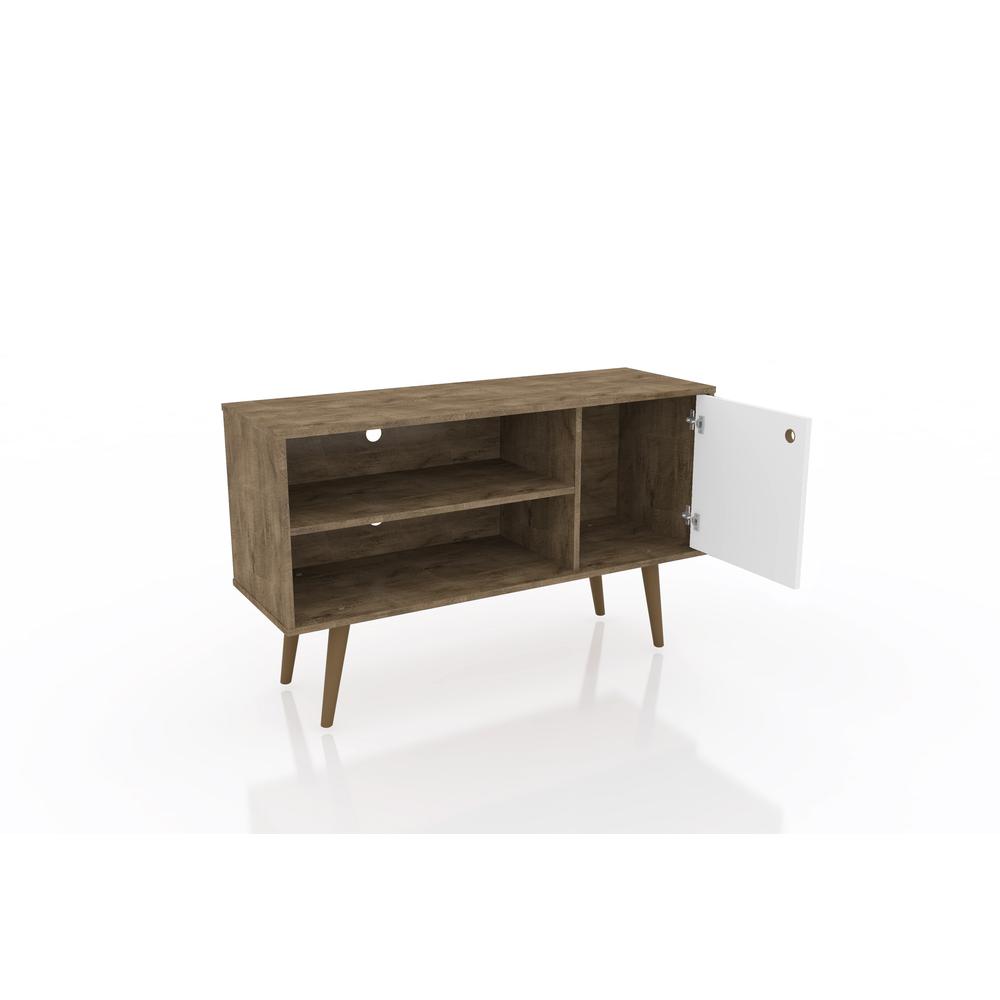 Liberty TV Stand 42.52 in Rustic Brown and White. Picture 4