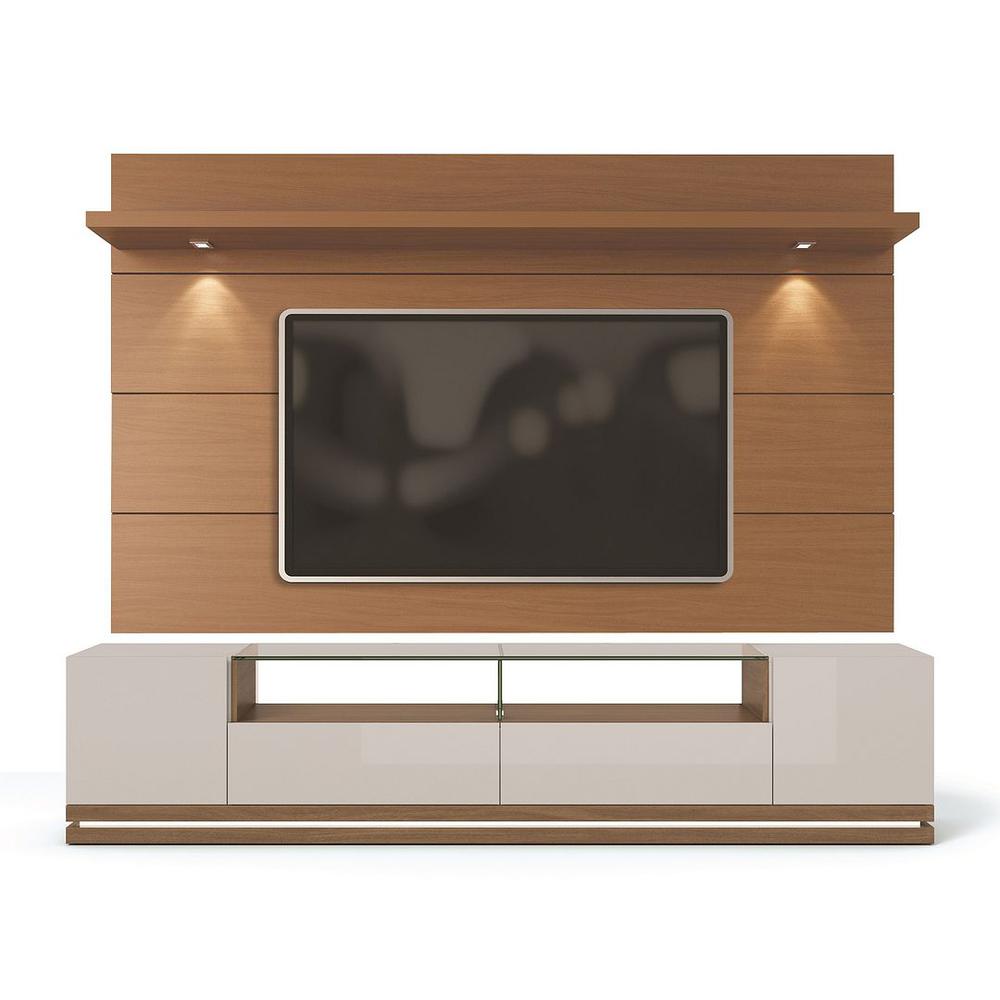 Vanderbilt TV Stand and Cabrini 2.2 Floating Wall TV Panel in Off White and Maple Cream. The main picture.