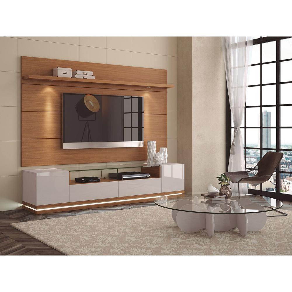 Vanderbilt TV Stand and Cabrini 2.2 Floating Wall TV Panel in Off White and Maple Cream. Picture 2