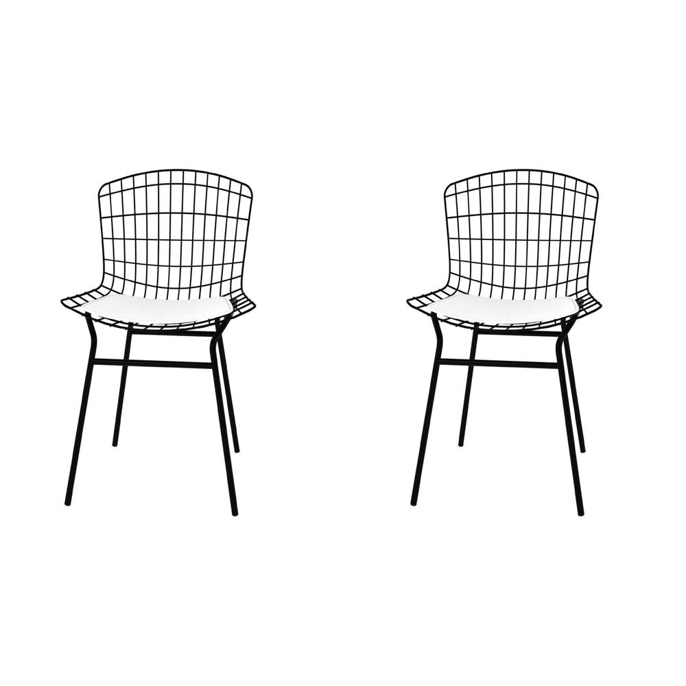 Madeline Chair, Set of 2 with Seat Cushion in Black and White. Picture 1