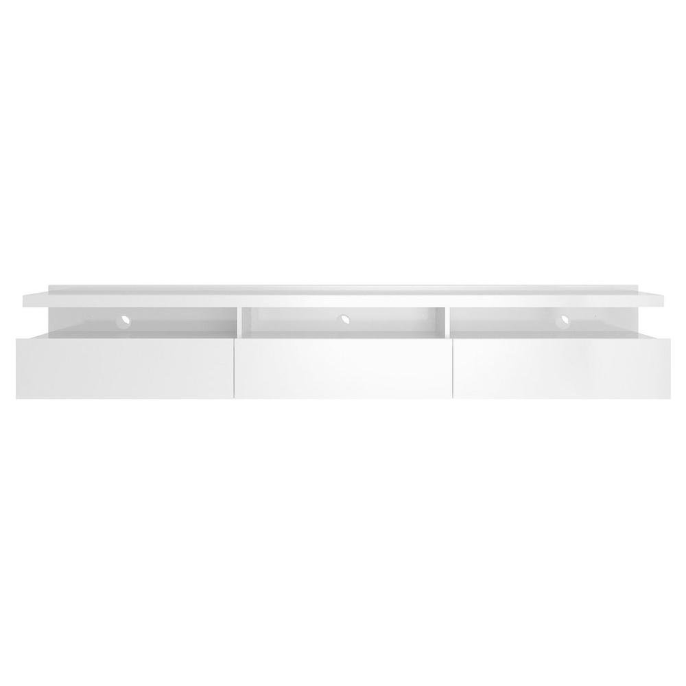 Cabrini 85.62 Half Floating Entertainment Center with 3 Drawers in White Gloss. Picture 1