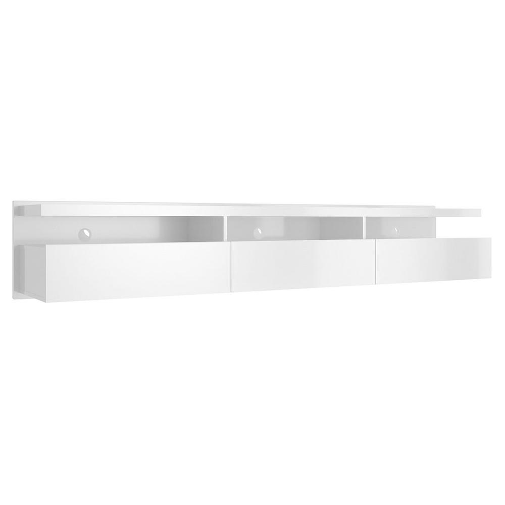 Cabrini 85.62 Half Floating Entertainment Center with 3 Drawers in White Gloss. Picture 5