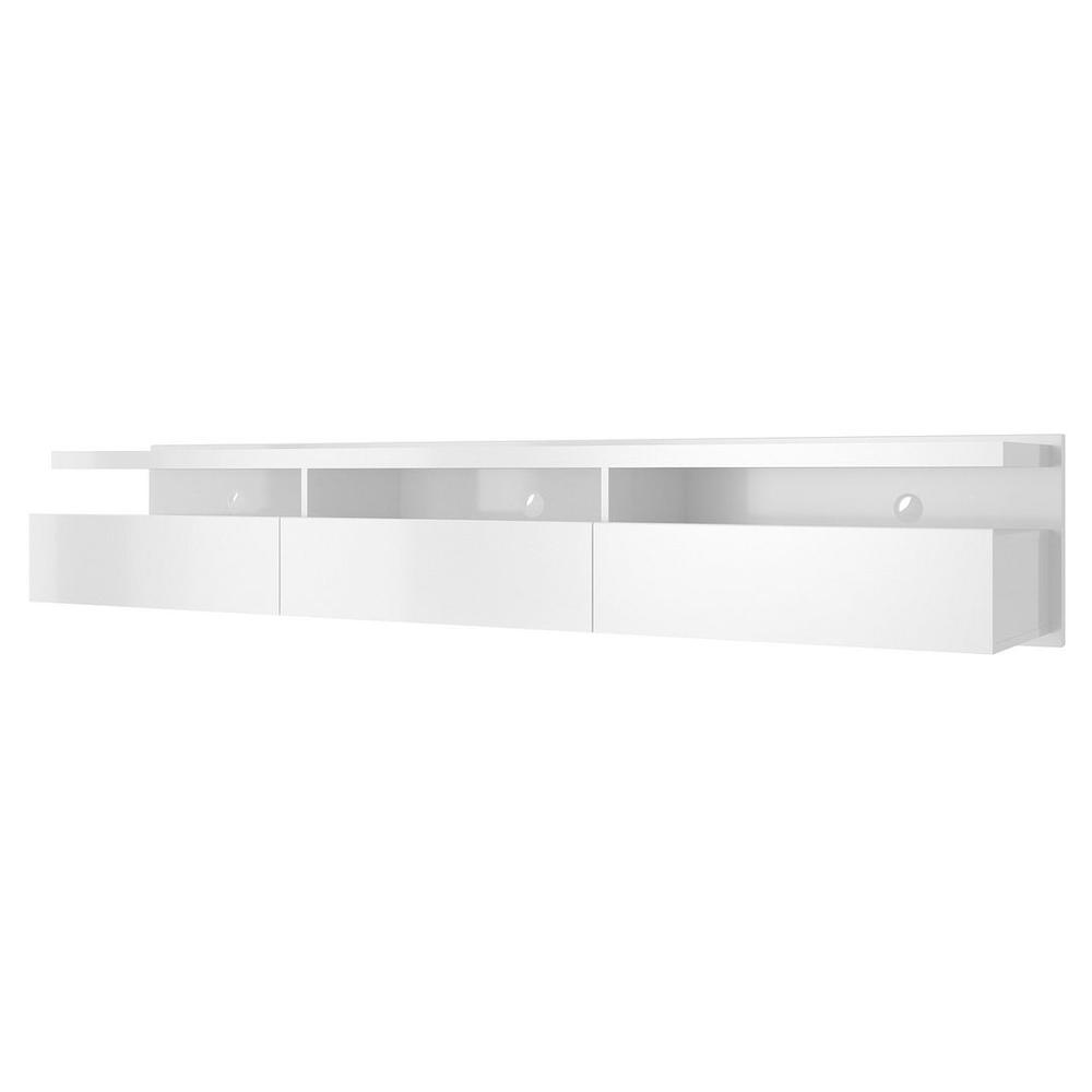 Cabrini 85.62 Half Floating Entertainment Center with 3 Drawers in White Gloss. Picture 6