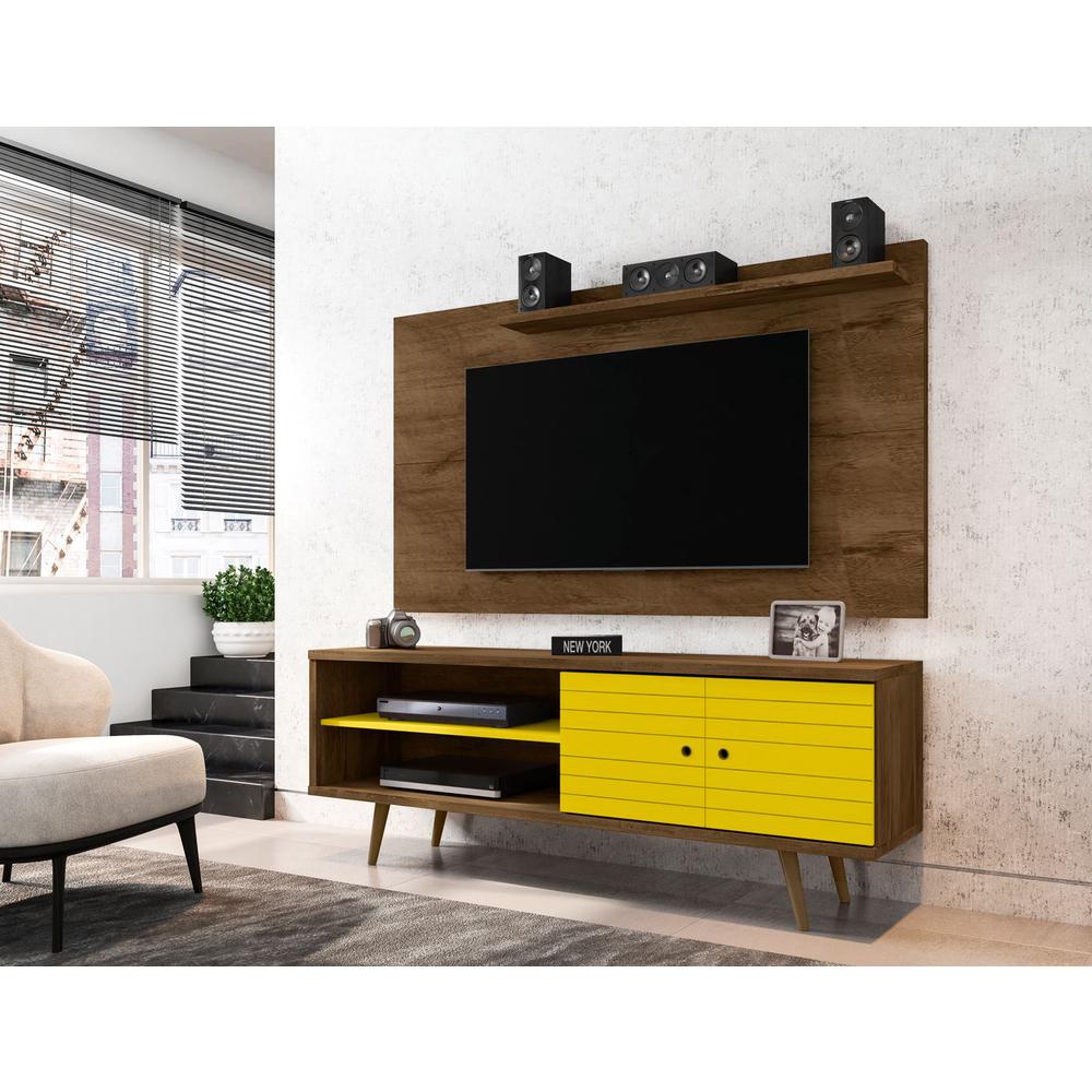Liberty 62.99 TV Stand and Panel in Rustic Brown and Yellow. Picture 2