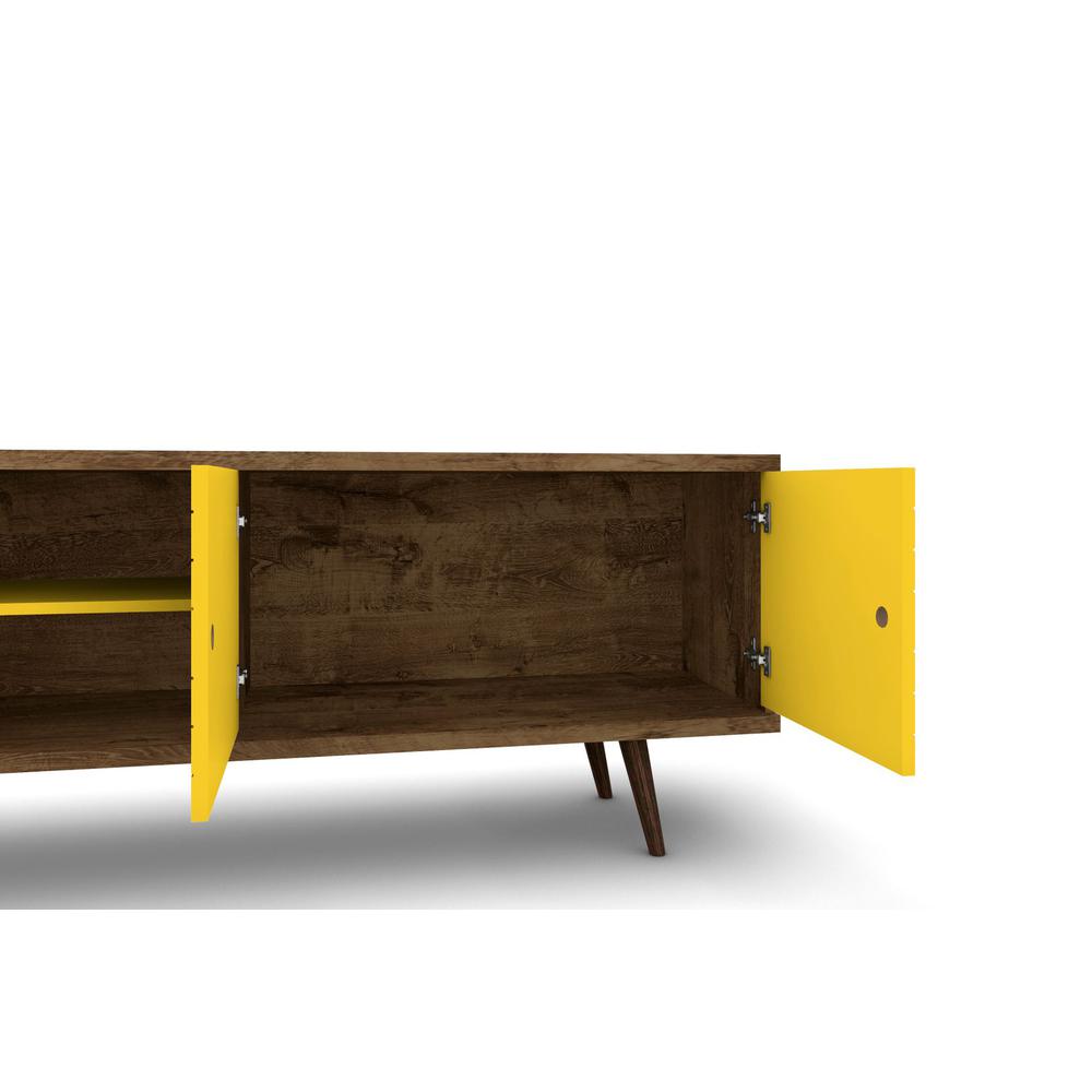 Liberty 62.99 TV Stand and Panel in Rustic Brown and Yellow. Picture 4