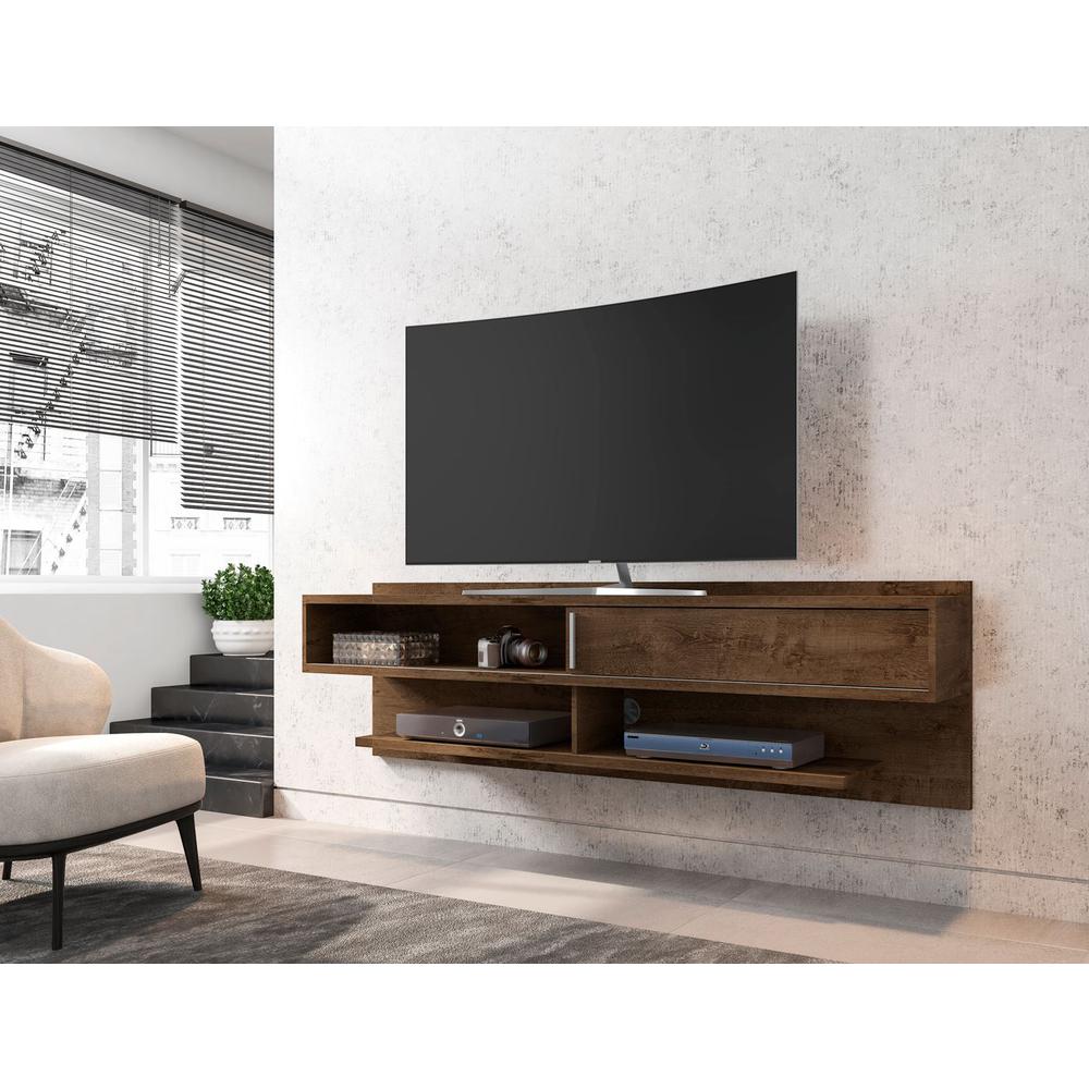 Astor 70.86 Floating Entertainment Center in Rustic Brown. Picture 2