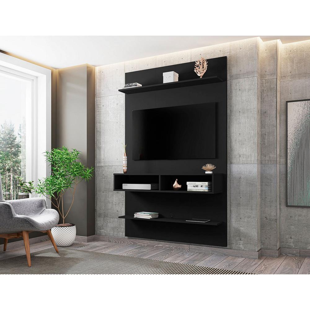 Libra Long Floating 45.35" Entertainment Center in Black. Picture 2