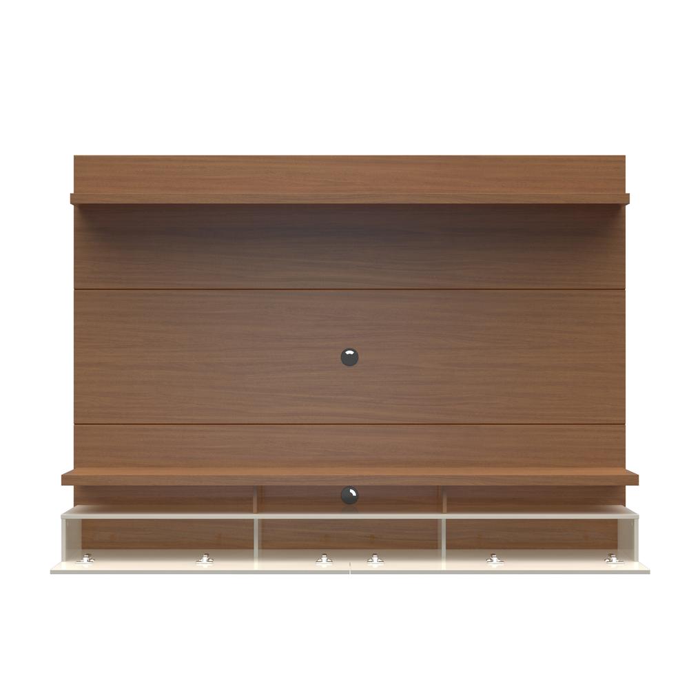 City 2.2 Floating Wall Theater Entertainment Center in Maple Cream and Off White. Picture 4