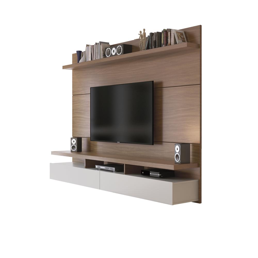 City 2.2 Floating Wall Theater Entertainment Center in Maple Cream and Off White. Picture 6
