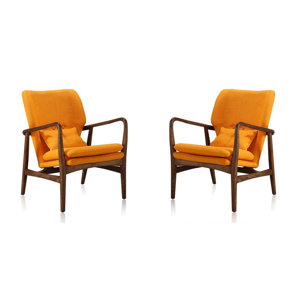 Bradley Accent Chair in Yellow and Walnut (Set of 2). The main picture.