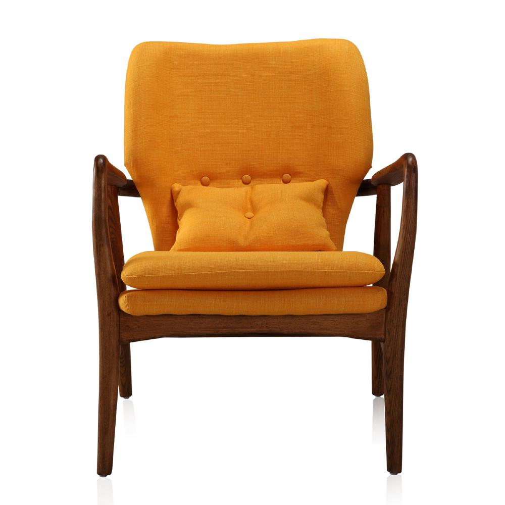 Bradley Accent Chair in Yellow and Walnut (Set of 2). Picture 4