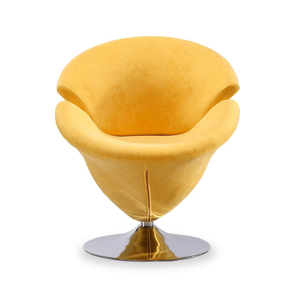 Tulip Swivel Accent Chair in Yellow and Polished Chrome (Set of 2). Picture 4