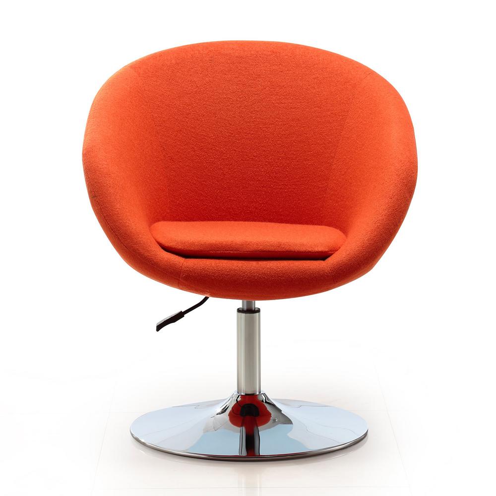 Hopper Swivel Adjustable Height Chair in Orange and Polished Chrome (Set of 2). Picture 3