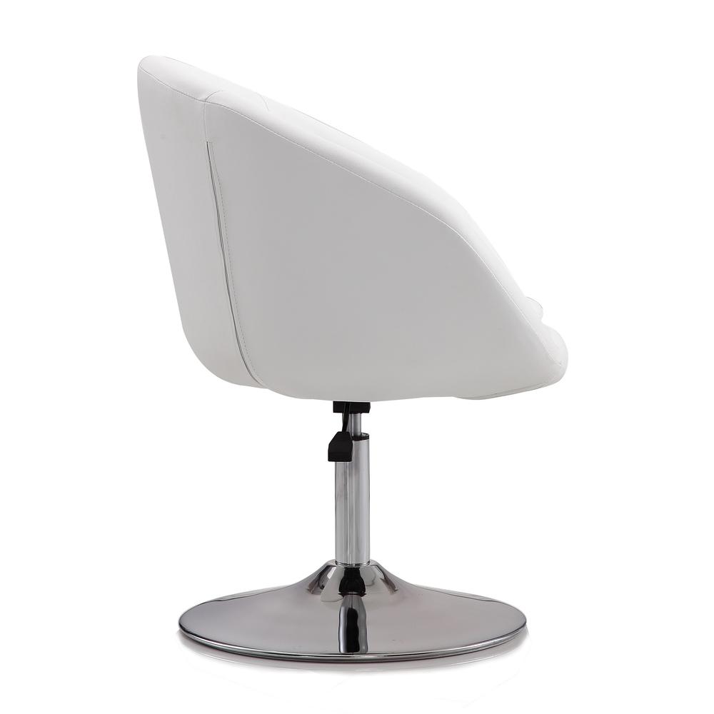 Hopper Swivel Adjustable Height Faux Leather Chair in White and Polished Chrome (Set of 2). Picture 5