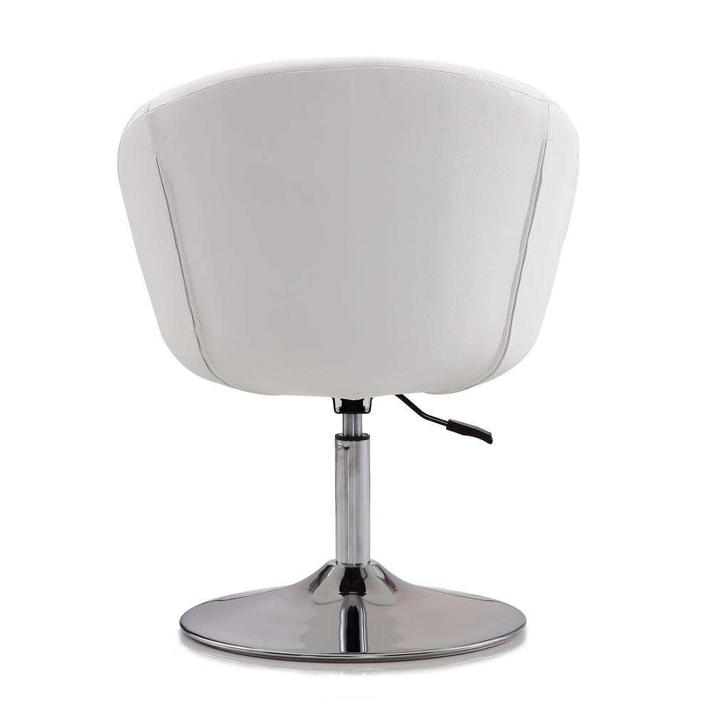 Hopper Swivel Adjustable Height Faux Leather Chair in White and Polished Chrome (Set of 2). Picture 6