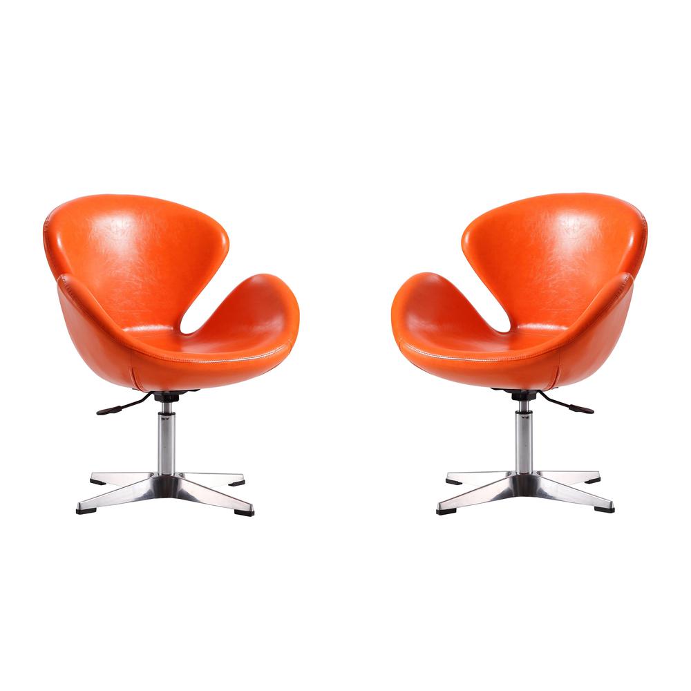 Raspberry Faux Leather Adjustable Swivel Chair in Tangerine and Polished Chrome. The main picture.