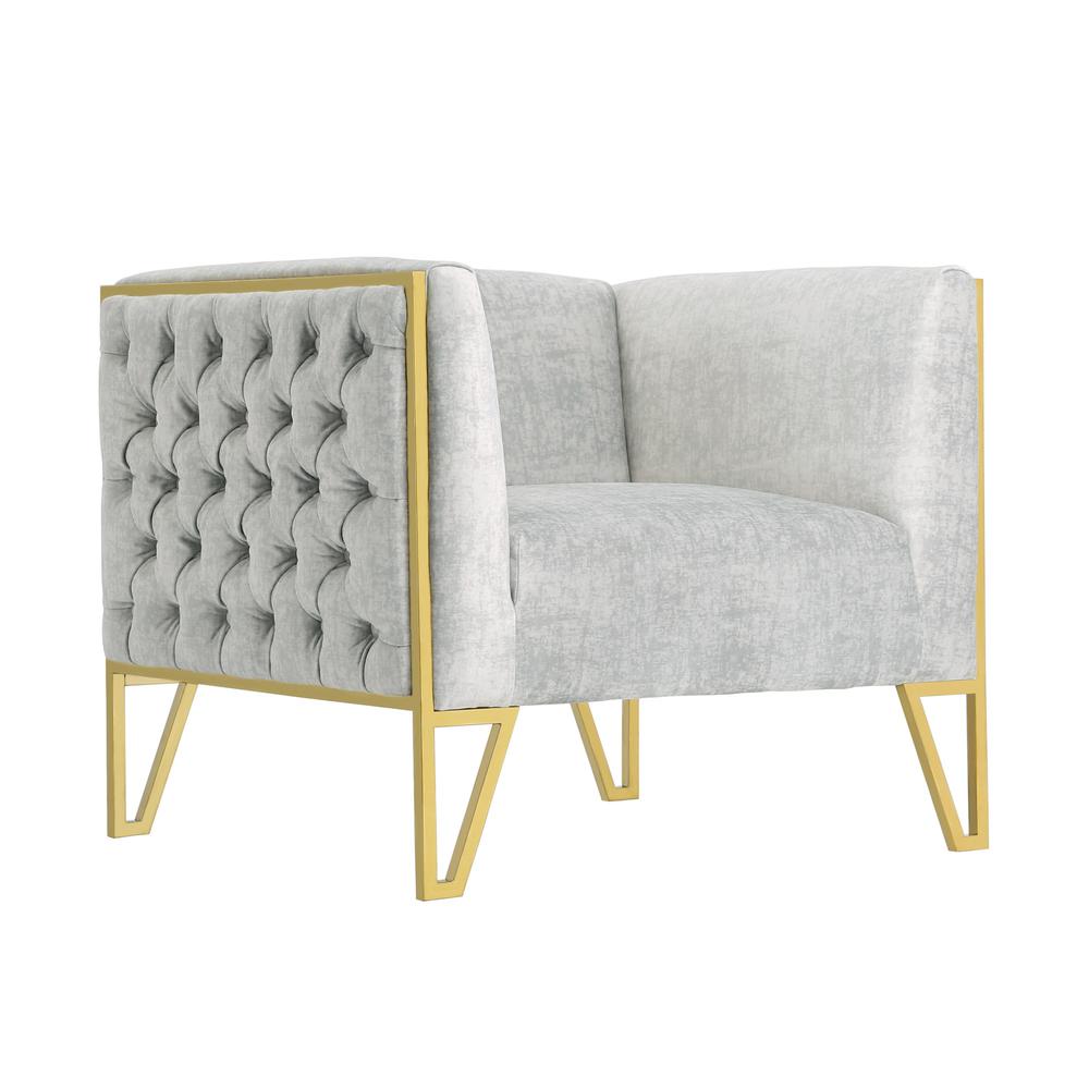Vector Accent Chair in Grey and Gold (Set of 2). Picture 3