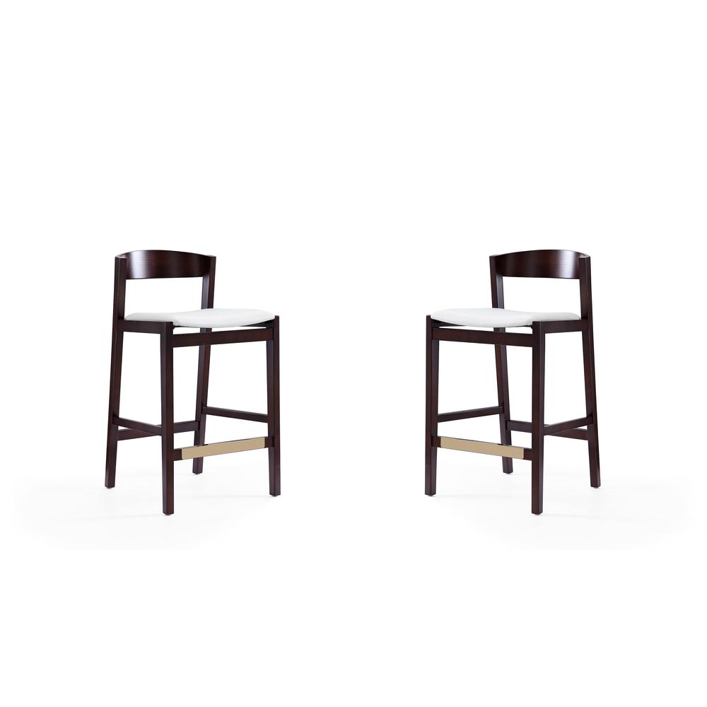 Klismos Counter Stool in Ivory and Dark Walnut (Set of 2). The main picture.