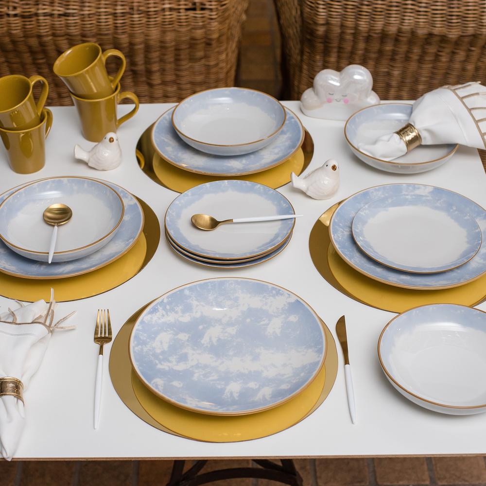 Oxford Coup 16 Piece Dinner Set, Service  for 4 in Blue and Yellow. Picture 2
