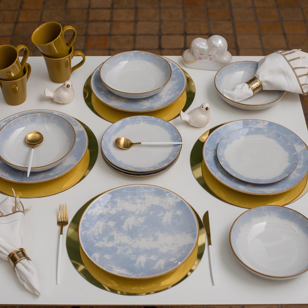 Oxford Coup 16 Piece Dinner Set, Service  for 4 in Blue and Yellow. Picture 3