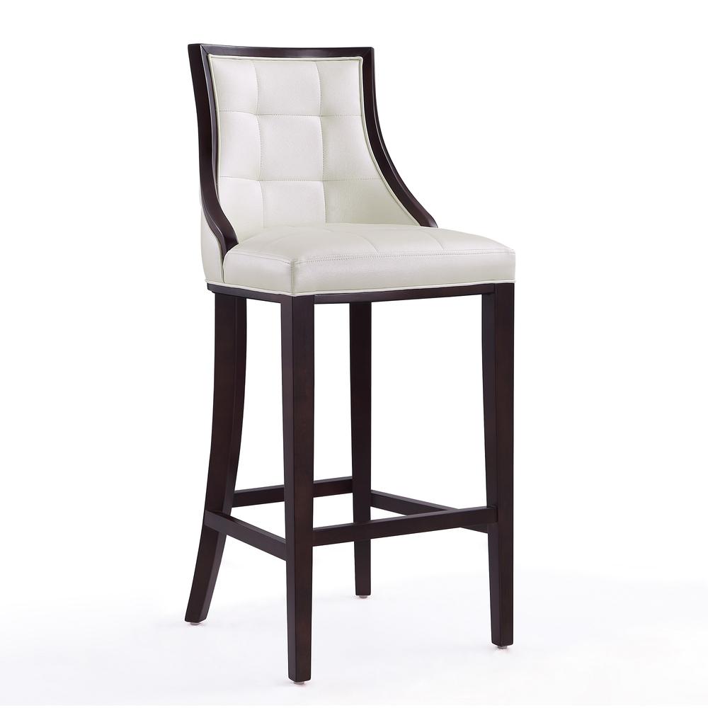 Fifth Avenue Bar Stool in Pearl White and Walnut (Set of 3). Picture 3