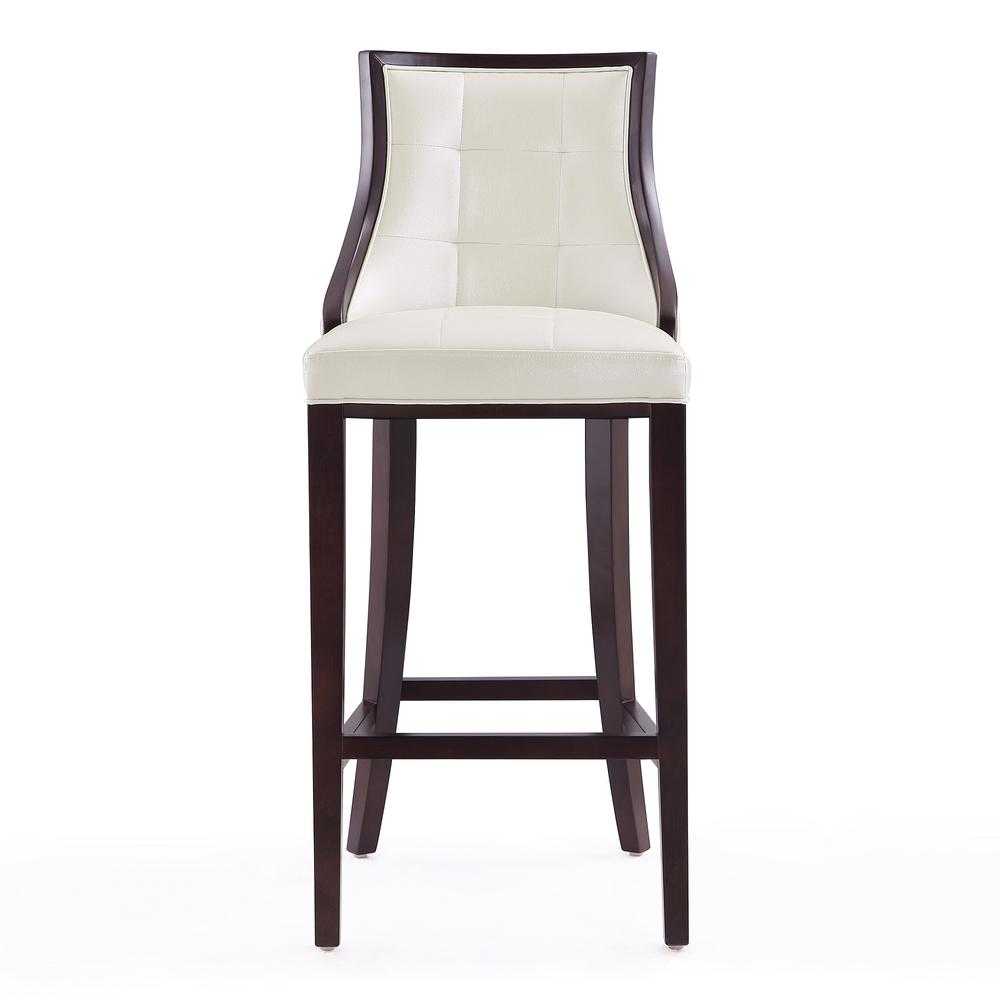 Fifth Avenue Bar Stool in Pearl White and Walnut (Set of 3). Picture 4