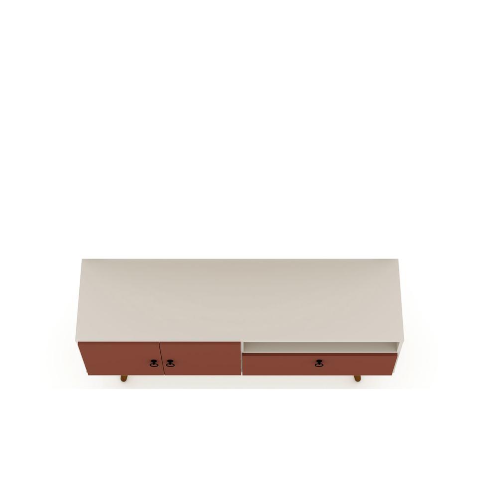 Tribeca 53.94 TV Stand in Off White and Terra Orange Pink. Picture 8
