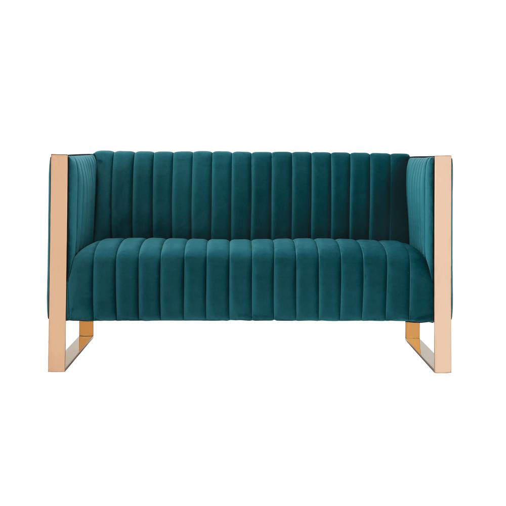 Trillium 3 Piece - Sofa, Loveseat and Armchair Set  in Teal and Rose Gold. Picture 6