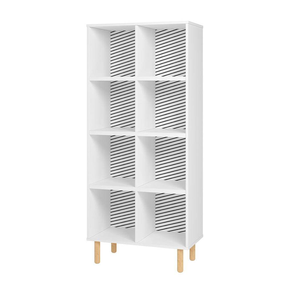 Essex 60.23 Double Bookcase with 8 Shelves in White and Zebra. Picture 4