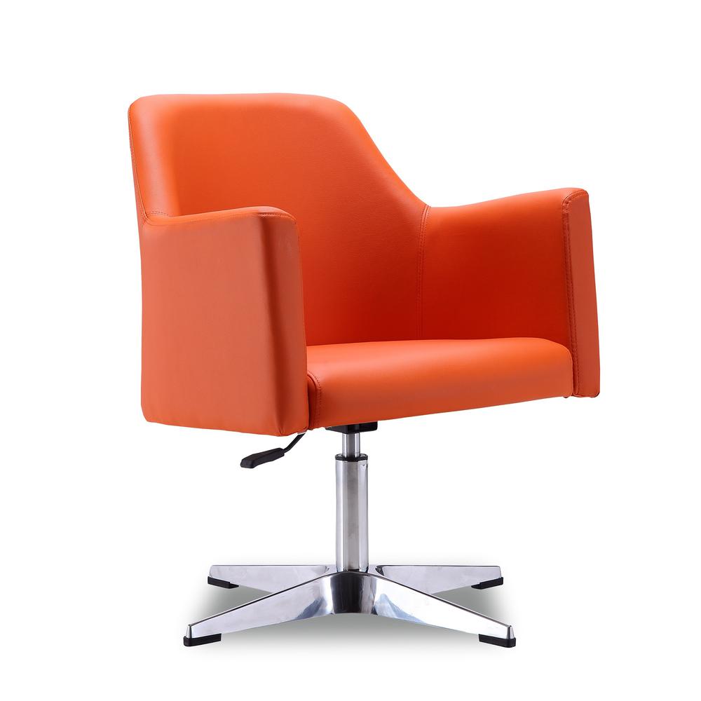 Pelo Adjustable Height Swivel Accent Chair in Orange and Polished Chrome. Picture 2