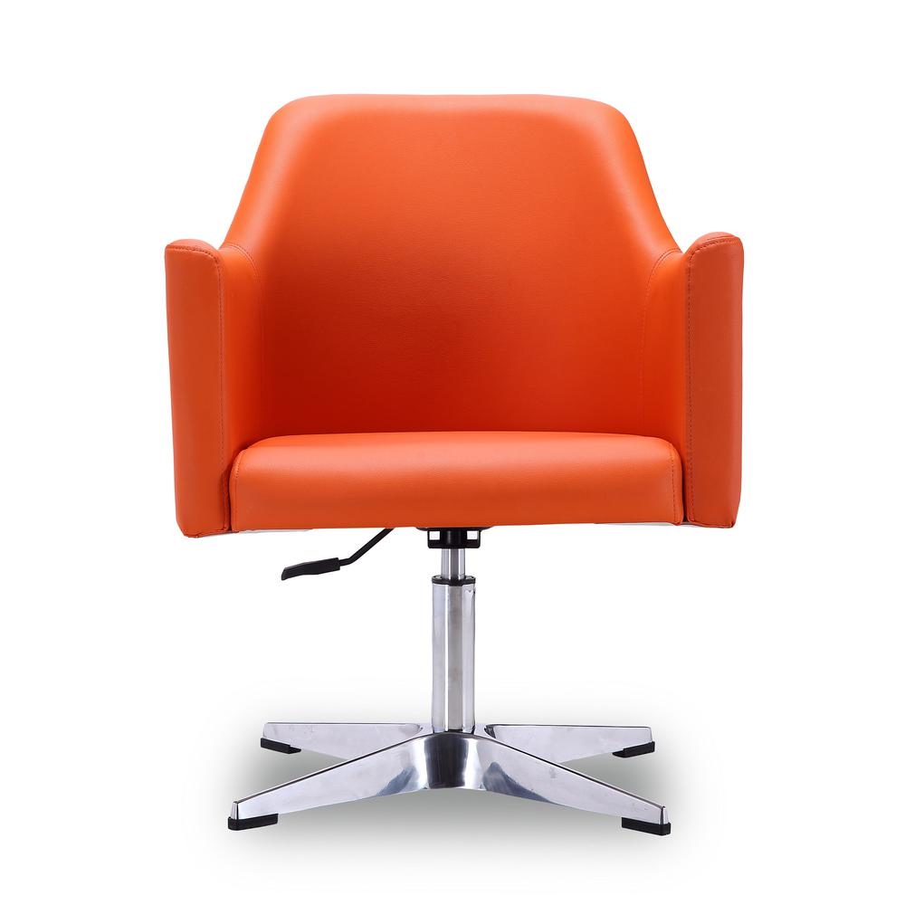 Pelo Adjustable Height Swivel Accent Chair in Orange and Polished Chrome. Picture 4