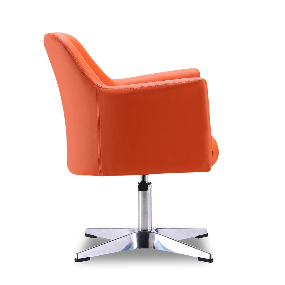 Pelo Adjustable Height Swivel Accent Chair in Orange and Polished Chrome. Picture 5