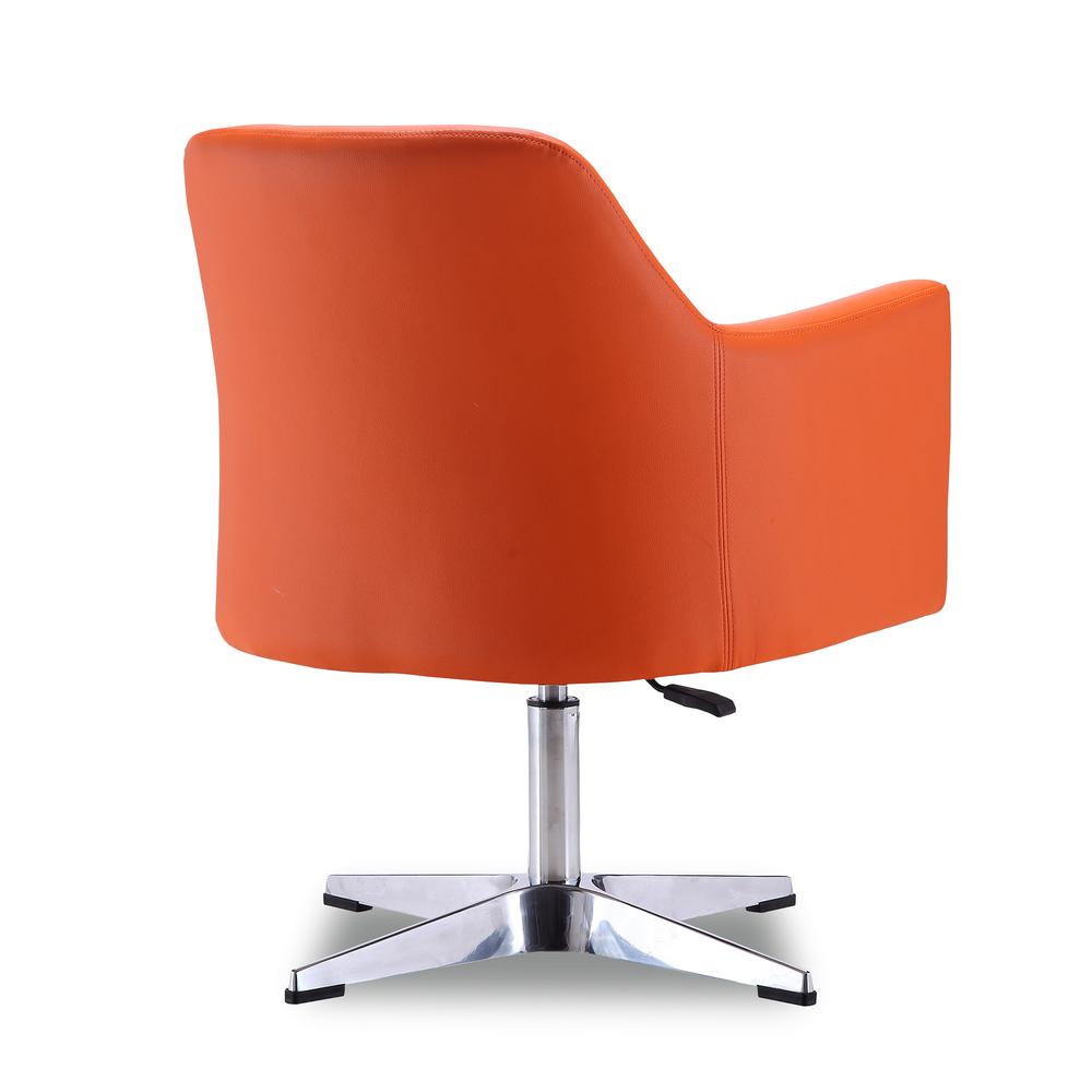 Pelo Adjustable Height Swivel Accent Chair in Orange and Polished Chrome. Picture 6