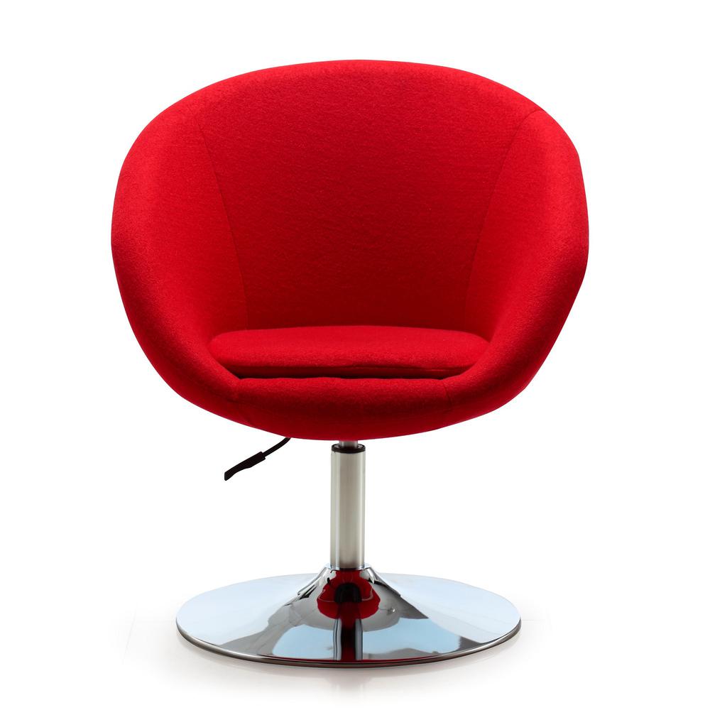 Hopper Swivel Adjustable Height Chair in Red and Polished Chrome. Picture 4