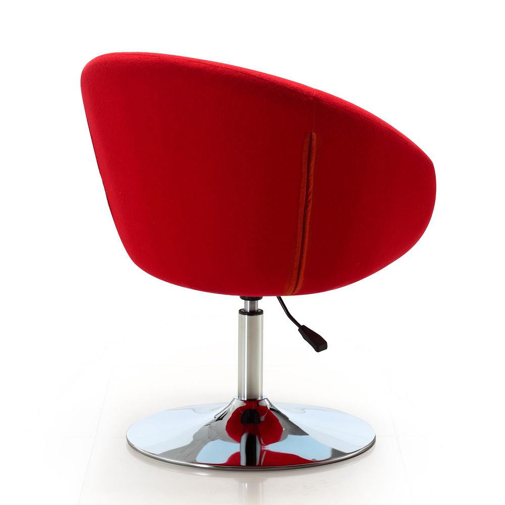 Hopper Swivel Adjustable Height Chair in Red and Polished Chrome. Picture 6