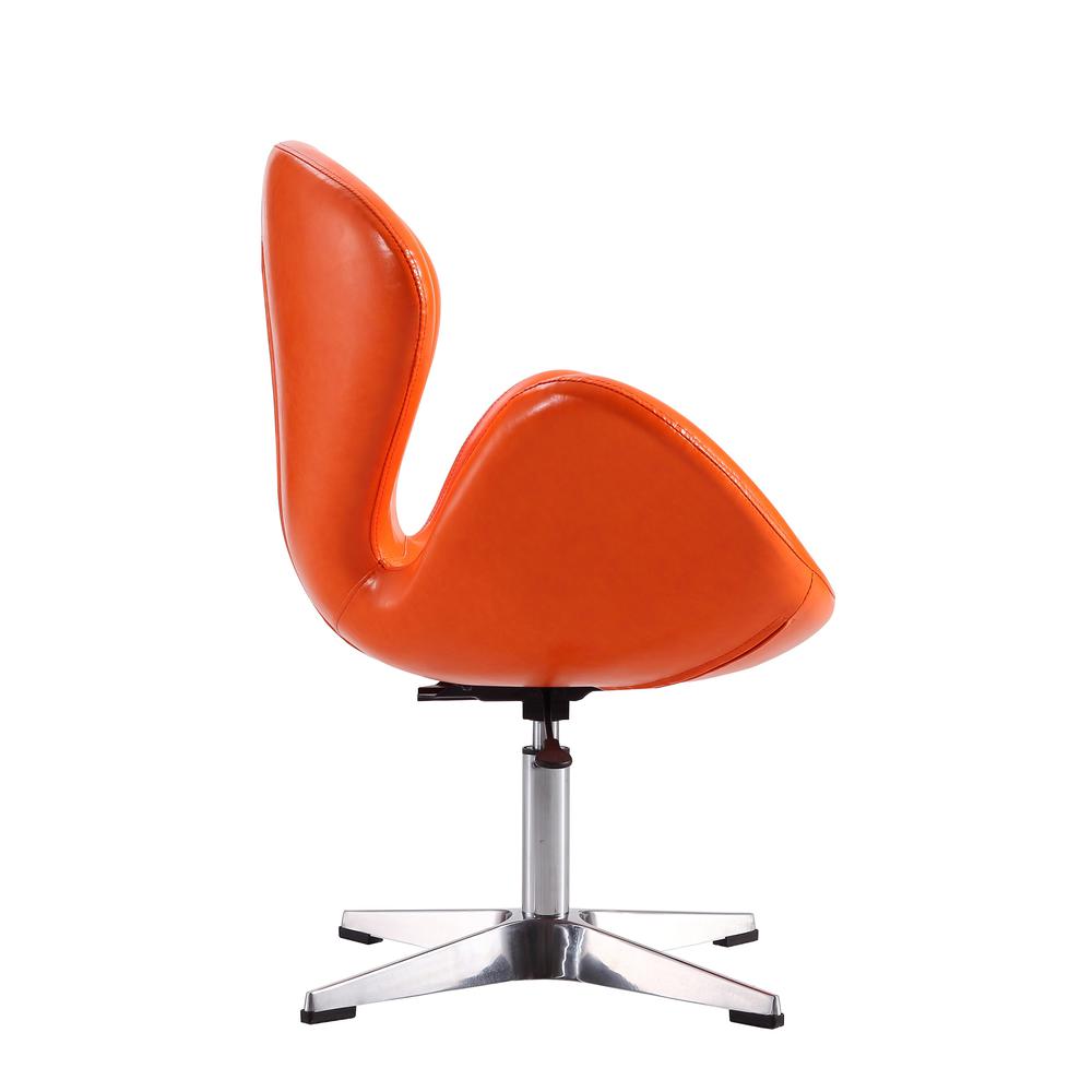 Raspberry Faux Leather Adjustable Swivel Chair in Tangerine and Polished Chrome. Picture 5