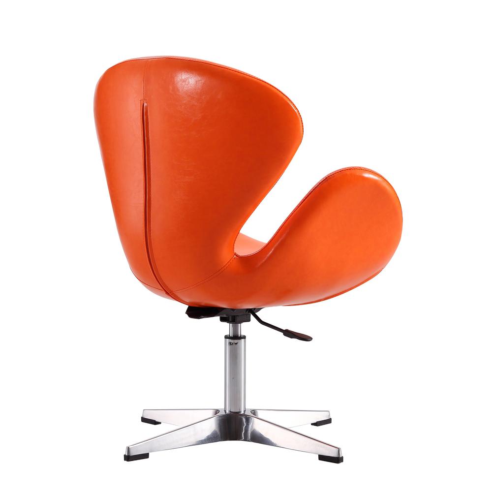 Raspberry Faux Leather Adjustable Swivel Chair in Tangerine and Polished Chrome. Picture 6