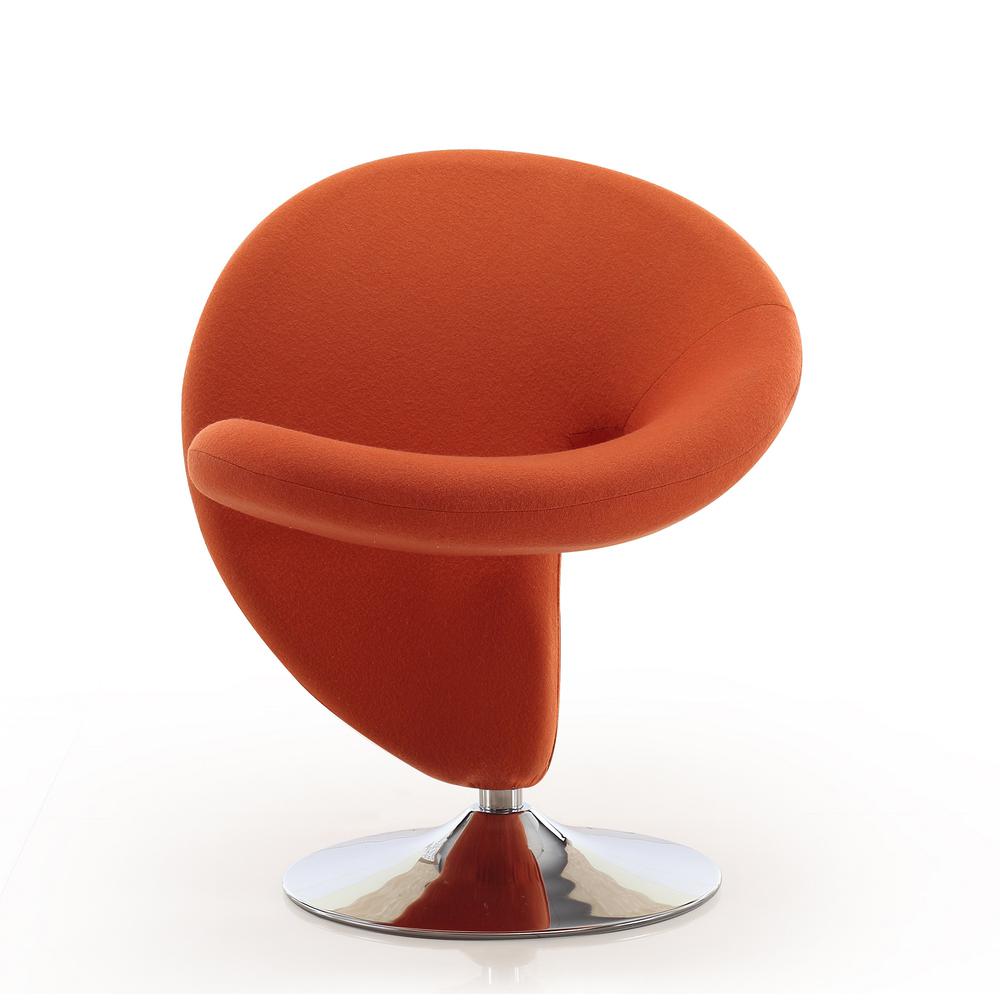 Curl Swivel Accent Chair in Orange and Polished Chrome. Picture 4